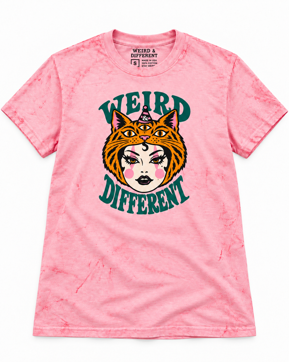 Wild Side Acid-Wash Tee – Pink
