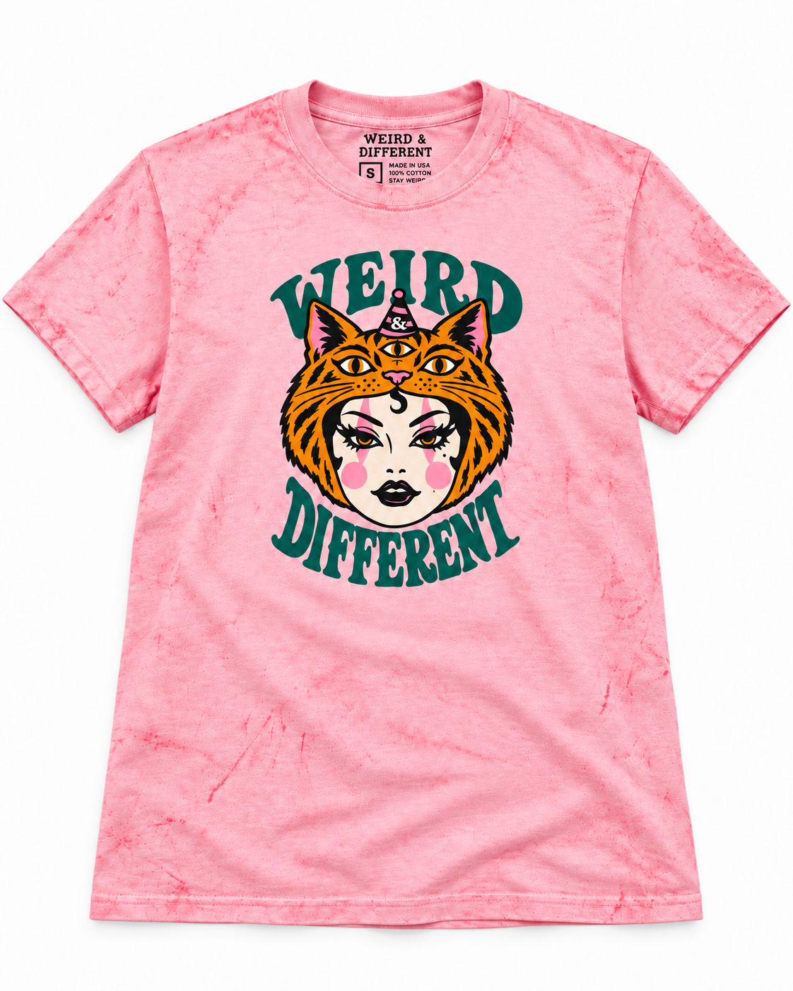 Wild Side Acid-Wash Tee – Pink